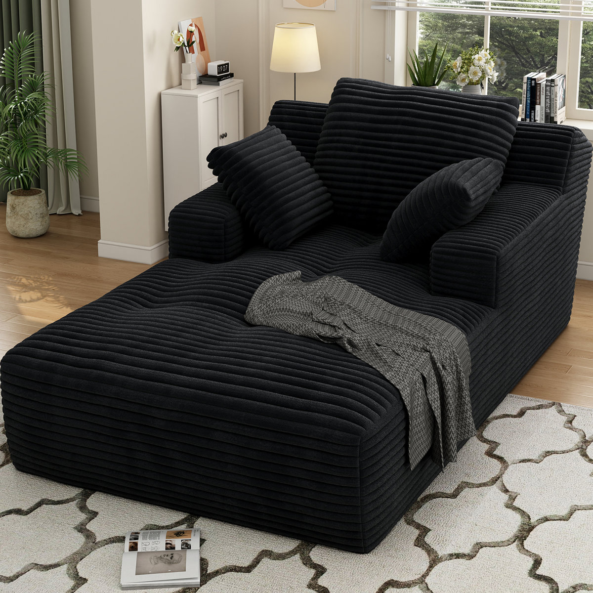 Wrought Studio 67’’ Upholstered Chaise Corduroy Sofa Bed (4 Colors) only 6.99